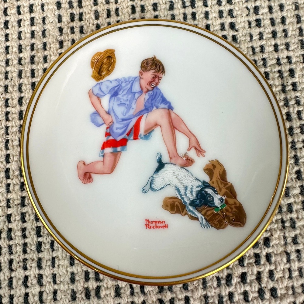 Norman Rockwell Mini Plate Limited Edition Stolen Clothes 1983 Decorative
